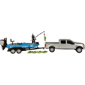 imageBig Country Toys  Fishing Toy Playset  Kids Fishing Set with Toy Boat and Ford F250 Super Duty  12Piece Fishing SetFord F250 Super Duty and Bass Boat Set