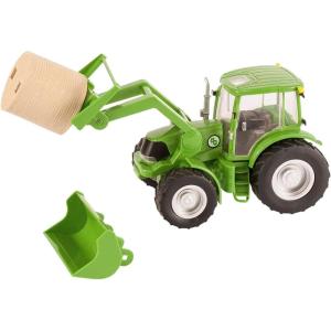 imageBig Country Toys Tractor ampamp Implements 120 Scale Toy Tractor with Hay Bale and Bucket Attachment Working Doors Green Ages 3 and Up